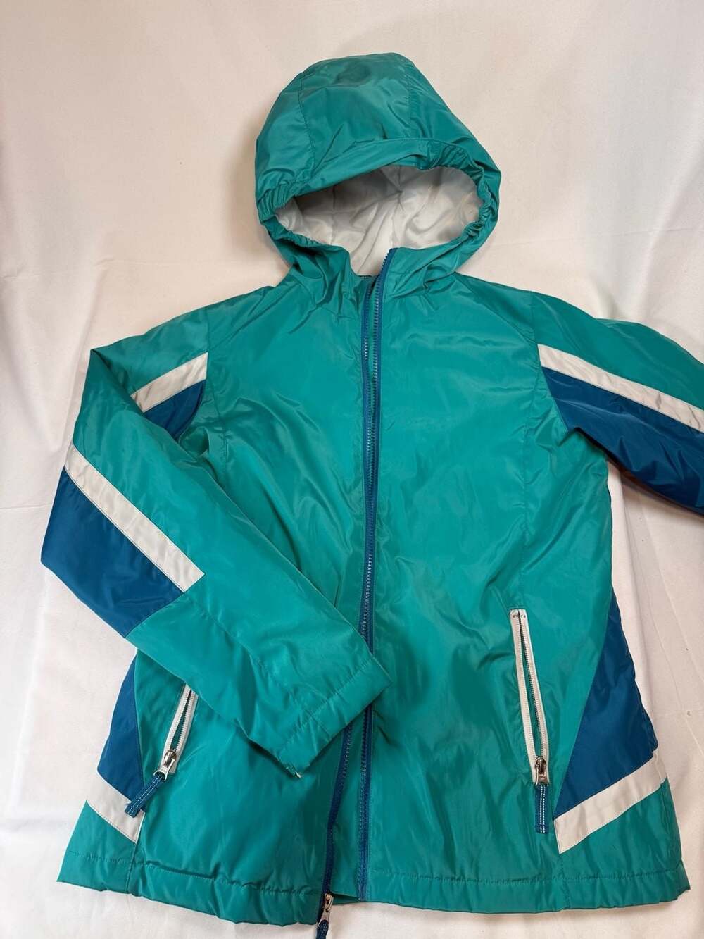 Lands' End Girls Hooded Winter Ski Jacket Teal/Blue Size XL 16